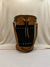 Load image into Gallery viewer, Women's Leather Bucket Bag Tan and Black