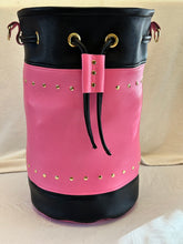 Load image into Gallery viewer, Women's Leather Bucket Bag Pink and Black