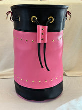 Load image into Gallery viewer, Women's Leather Bucket Bag Pink and Black