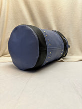 Load image into Gallery viewer, Women's Leather Bucket Bag Blue and Black
