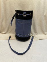 Load image into Gallery viewer, Women's Leather Bucket Bag Blue and Black