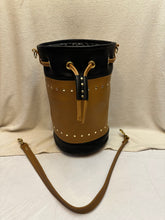 Load image into Gallery viewer, Women's Leather Bucket Bag Black and Tan