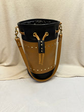 Load image into Gallery viewer, Women's Leather Bucket Bag Black and Tan