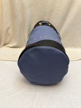 Load image into Gallery viewer, Women's Leather Bucket Bag Blue and Black