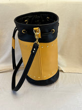 Load image into Gallery viewer, Women's Leather Bucket Bag Yellow and Black