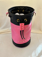 Load image into Gallery viewer, Women's Leather Bucket Bag Pink and Black