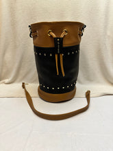 Load image into Gallery viewer, Women's Leather Bucket Bag Tan and Black