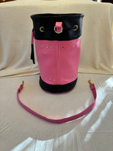 Load image into Gallery viewer, Women's Leather Bucket Bag Pink and Black