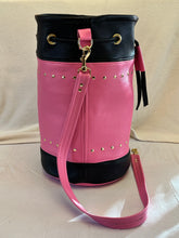 Load image into Gallery viewer, Women's Leather Bucket Bag Pink and Black