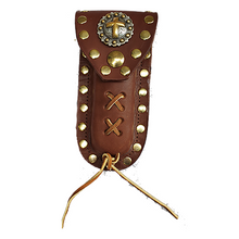 Load image into Gallery viewer, Buck 110 Cross with Stars Light Brown Leather Knife Case

