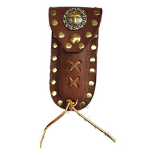 Load image into Gallery viewer, Buck 110 Cross with Stars Light Brown Leather Knife Case