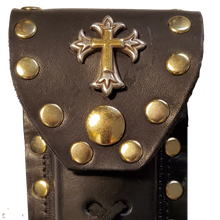 Load image into Gallery viewer, Buck 110 Leather Knife Case - Gold and Silver Cross
