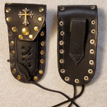 Load image into Gallery viewer, Buck 110 Leather Knife Case - Gold and Silver Cross