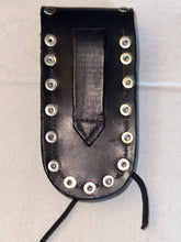 Load image into Gallery viewer, Buck 110 Leather Knife Case - Gold and Silver Cross (Black)