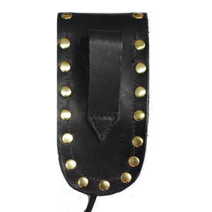 Buck 110 Plain Black Leather Knife Case with Gold Studs