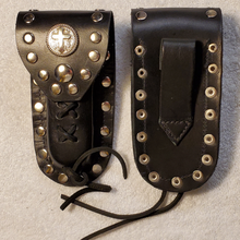 Load image into Gallery viewer, Buck 110 Leather Knife Case - Rope Edge Cross