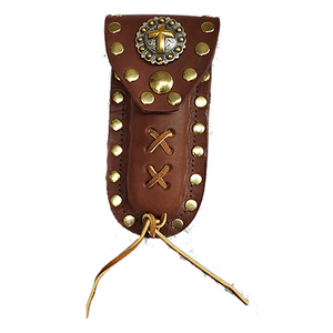 Buck 110 Cross with Stars Light Brown Leather Knife Case