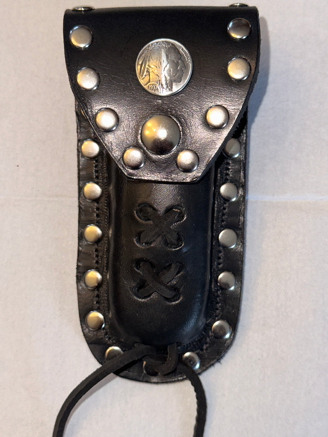 Buck 110 Leather Knife Case - Indian Nickel (Black)