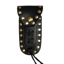 Load image into Gallery viewer, Buck 110 Plain Black Leather Knife Case with Gold Studs
