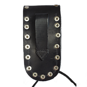 Buck 110 Plain Black Leather Knife Case with Silver Studs