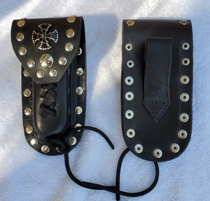 Buck 110 Leather Knife Case - Double Cross (Black)