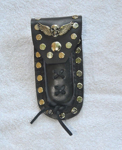 Leather Knife Case - Skull with Wings